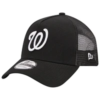 Men's New Era Black Washington Nationals A-Frame 9FORTY Trucker Adjustable Hat