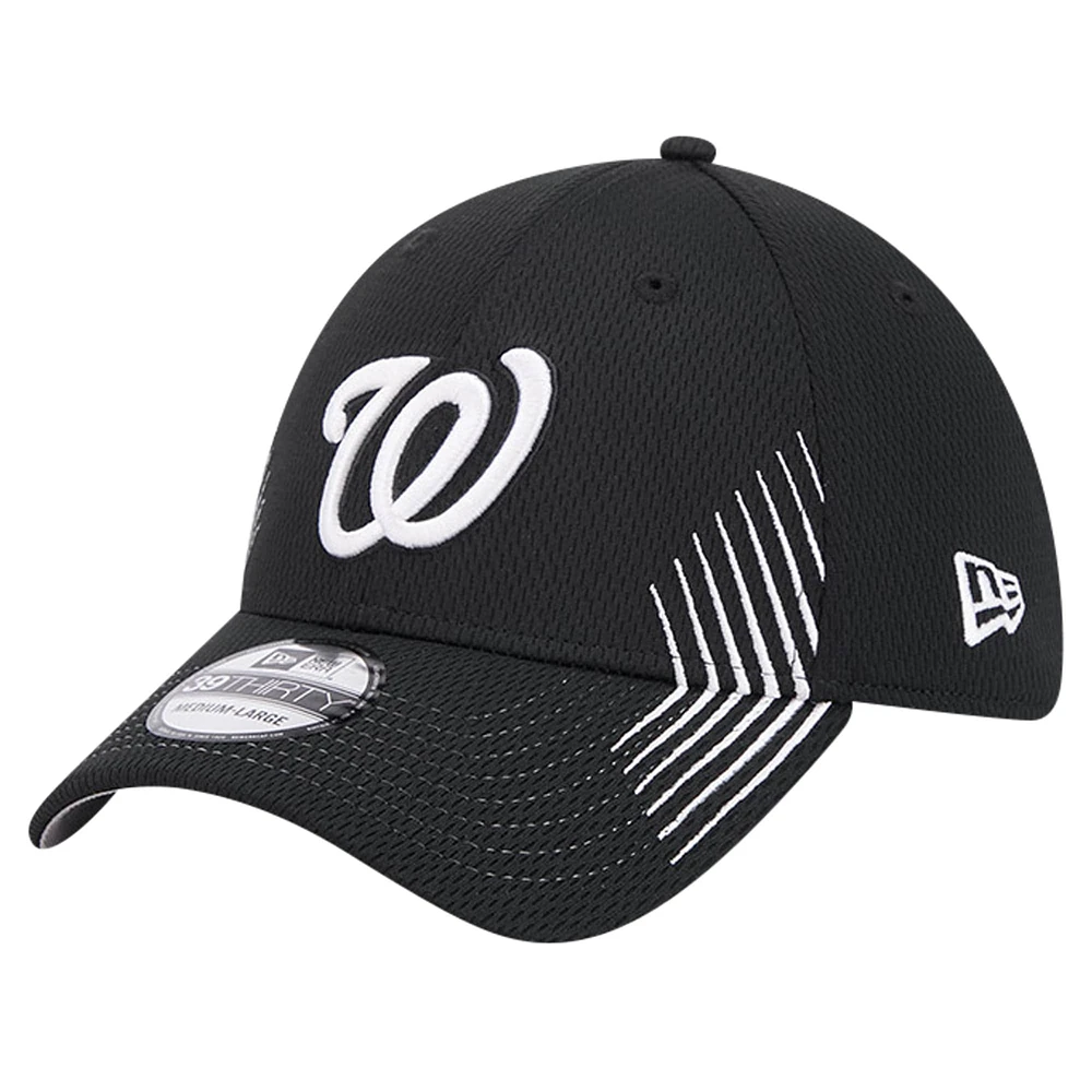 Casquette flexible Active Dash Mark 39THIRTY des Washington Nationals New Era noire pour hommes