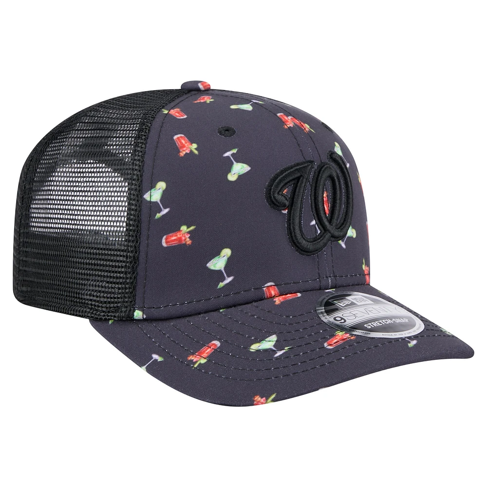 Casquette extensible à bouton-pression New Era noire pour homme