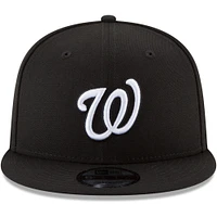 Men's New Era Black Washington Nationals Black & White 9FIFTY Snapback Hat