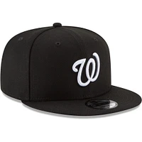 Men's New Era Black Washington Nationals Black & White 9FIFTY Snapback Hat