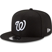 Men's New Era Black Washington Nationals Black & White 9FIFTY Snapback Hat