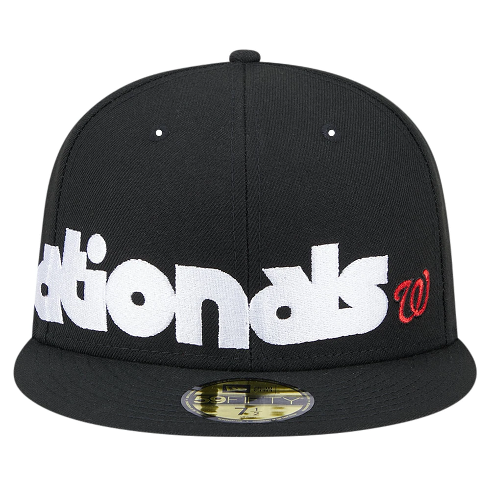 Casquette ajustée 59FIFTY sous-visière à carreaux noire New Era pour hommes des Washington Nationals