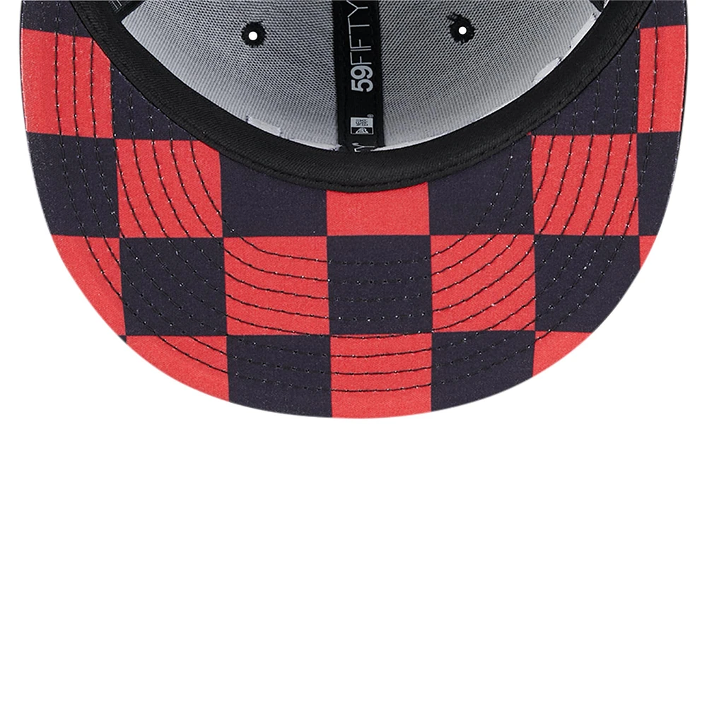 Casquette ajustée 59FIFTY sous-visière à carreaux noire New Era pour hommes des Washington Nationals