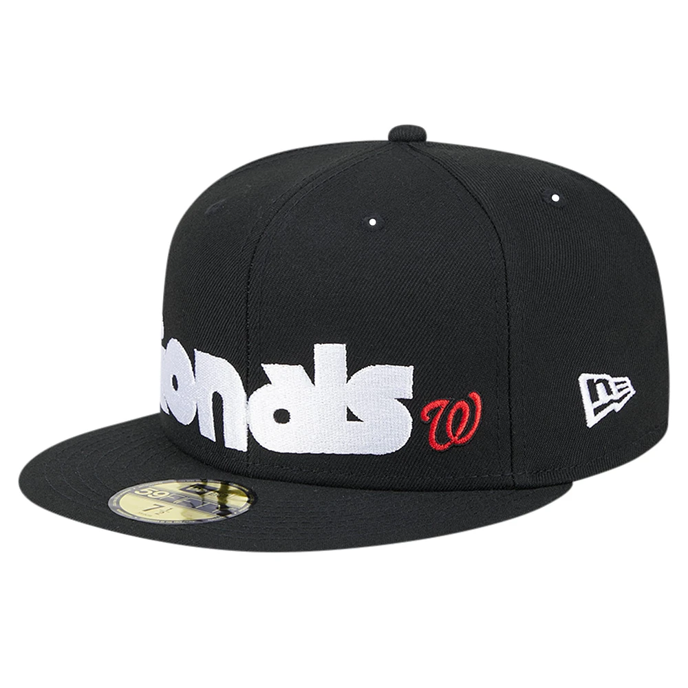 Casquette ajustée 59FIFTY sous-visière à carreaux noire New Era pour hommes des Washington Nationals