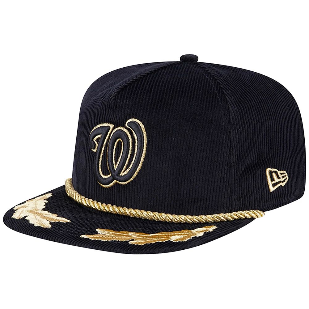 Casquette de golf ajustable en velours côtelé filigrané Washington Nationals noire New Era pour homme