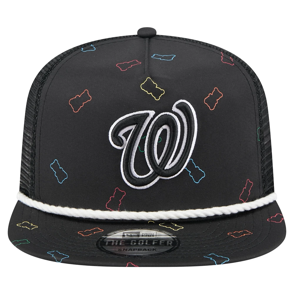 Men's New Era  Black Washington Nationals Gummy Golfer Trucker Adjustable Hat