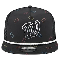Men's New Era  Black Washington Nationals Gummy Golfer Trucker Adjustable Hat