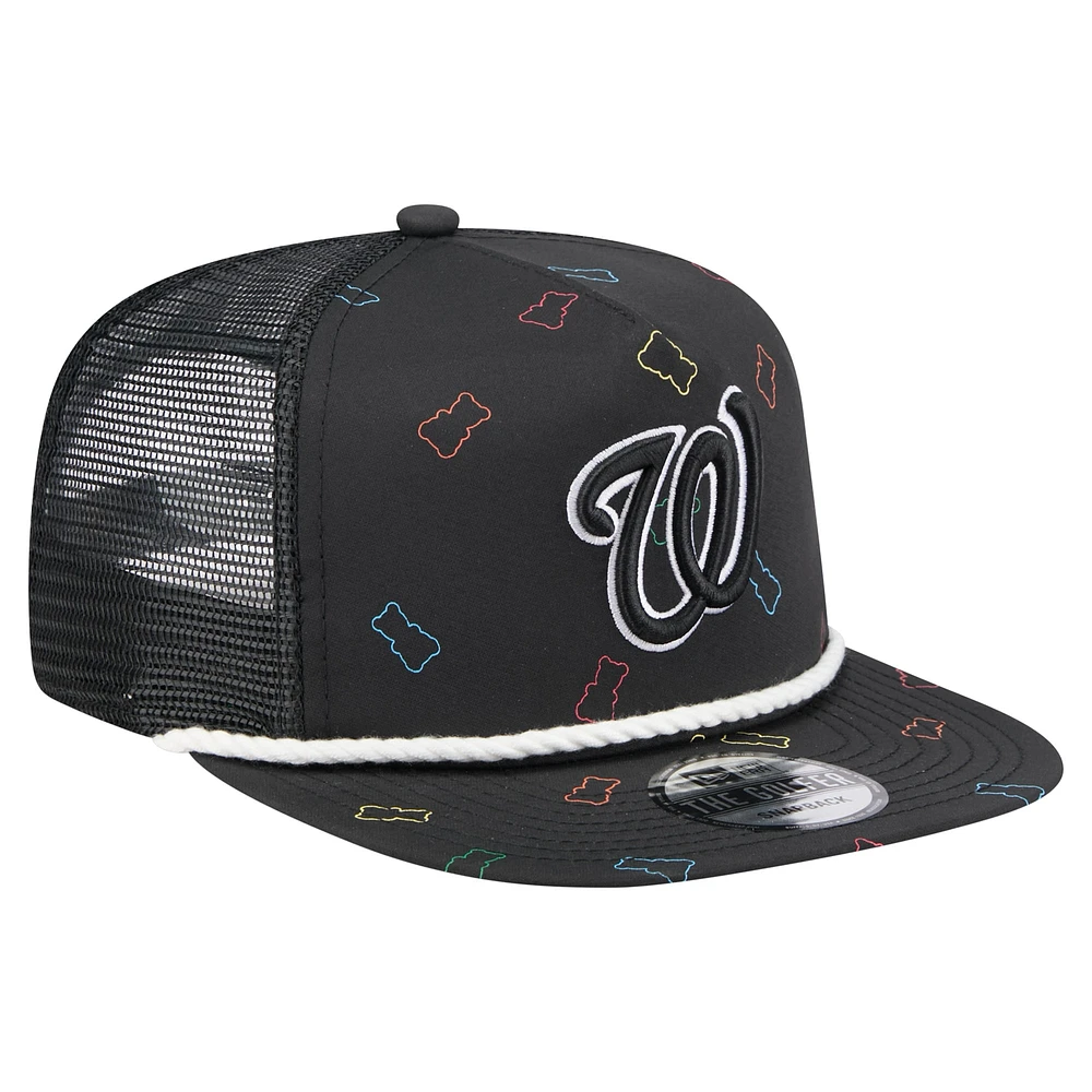 Men's New Era  Black Washington Nationals Gummy Golfer Trucker Adjustable Hat