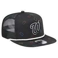 Men's New Era  Black Washington Nationals Gummy Golfer Trucker Adjustable Hat