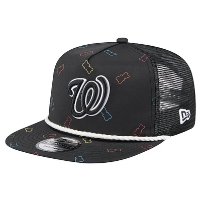 Men's New Era  Black Washington Nationals Gummy Golfer Trucker Adjustable Hat