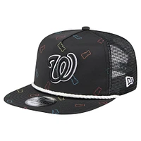 Men's New Era  Black Washington Nationals Gummy Golfer Trucker Adjustable Hat