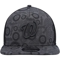 Men's New Era Black Washington Nationals Repeat A-Frame 9FIFTY Trucker Snapback Hat