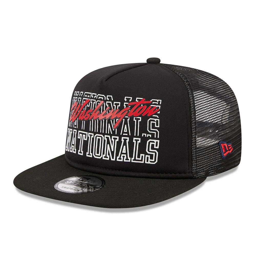 Men's New Era Black Washington Nationals  Street Team A-Frame Trucker 9FIFTY Snapback Hat