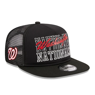 Men's New Era Black Washington Nationals  Street Team A-Frame Trucker 9FIFTY Snapback Hat