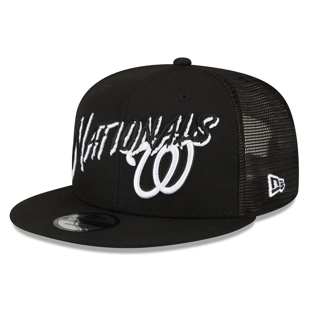 Men's New Era Black Washington Nationals Street Trucker 9FIFTY Snapback Hat