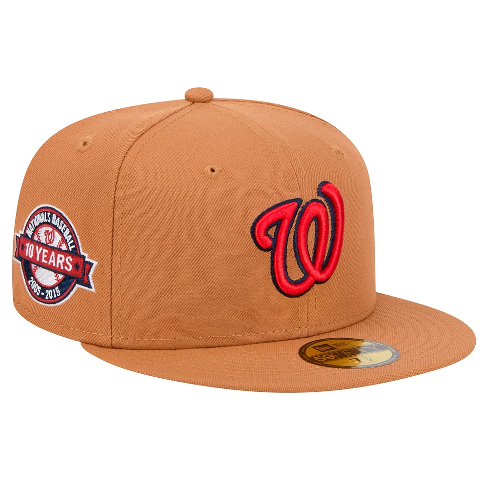 Casquette ajustée 59FIFTY marron des Washington Nationals New Era pour hommes