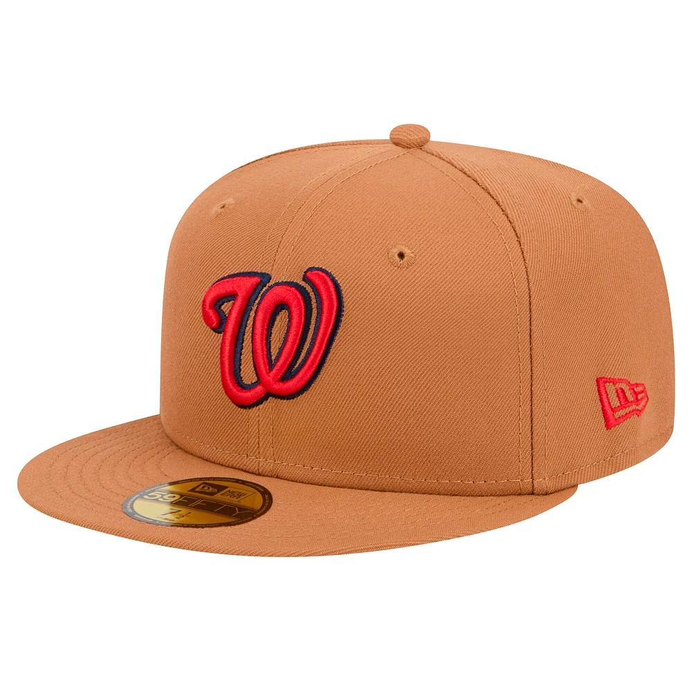 Casquette ajustée 59FIFTY marron des Washington Nationals New Era pour hommes