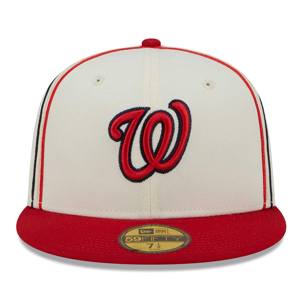 Casquette ajustée New Era Washington Nationals Chrome Sutash 59FIFTY pour homme, crème/rouge