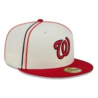 Casquette ajustée New Era Washington Nationals Chrome Sutash 59FIFTY pour homme, crème/rouge