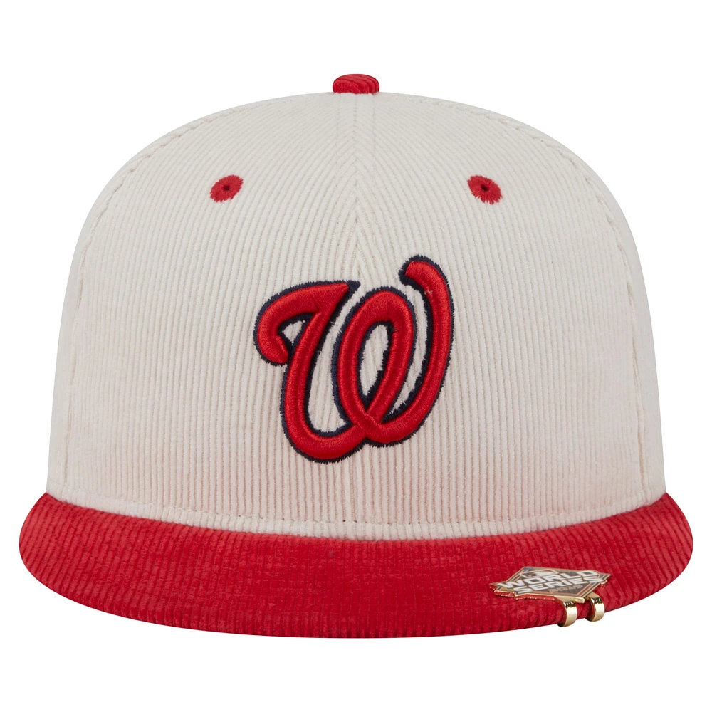 Men's New Era Cream/Red Washington Nationals Two-Tone Corduroy 59FIFTY Fitted Hat
