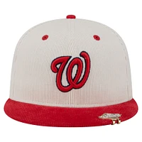 Men's New Era Cream/Red Washington Nationals Two-Tone Corduroy 59FIFTY Fitted Hat