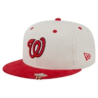 Men's New Era Cream/Red Washington Nationals Two-Tone Corduroy 59FIFTY Fitted Hat