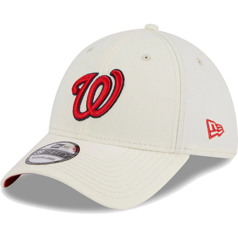 Men's New Era Cream Washington Nationals Chrome Team Classic 39THIRTY Flex Hat