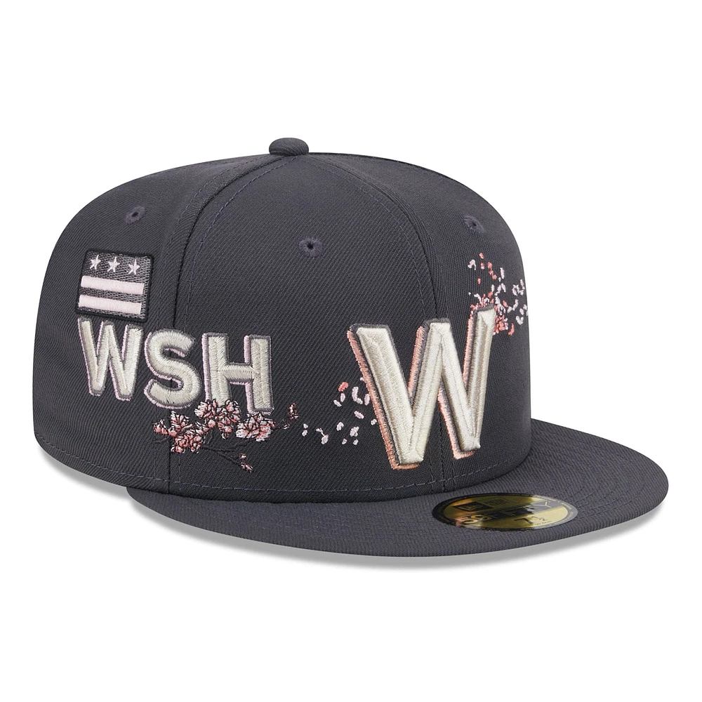 Casquette ajustée 59FIFTY New Era Graphite Washington Nationals City Connect Icon pour hommes