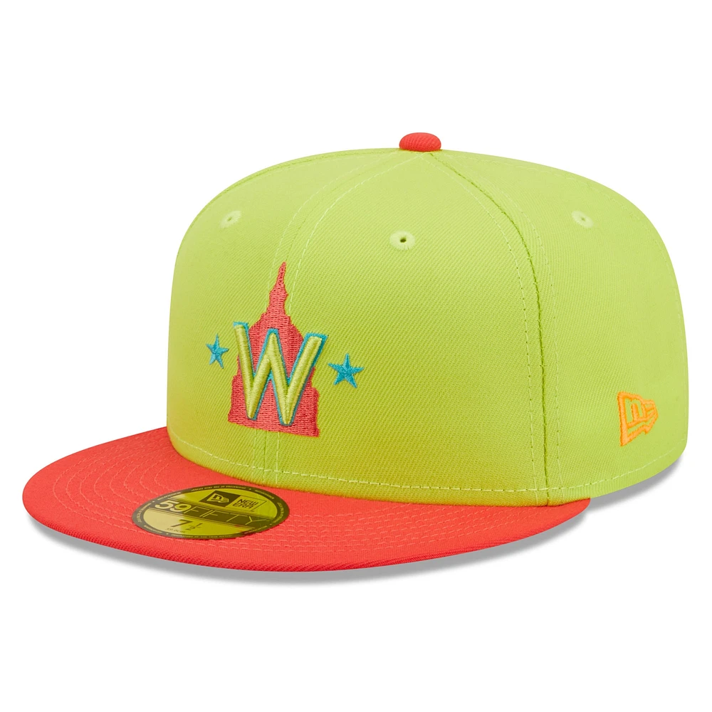 Casquette ajustée 59FIFTY Cyber ​​Highlighter de la saison inaugurale des Washington Nationals 2008 New Era pour homme, vert/rouge