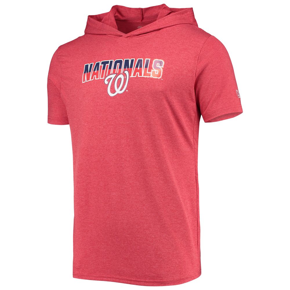 Men's New Era Heathered Red Washington Nationals Hoodie T-Shirt