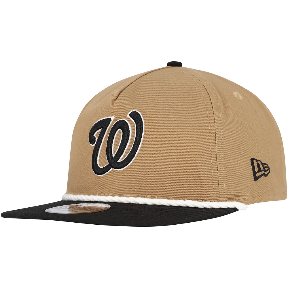 Men's New Era Khaki/Black Washington Nationals Golfer Snapback Hat