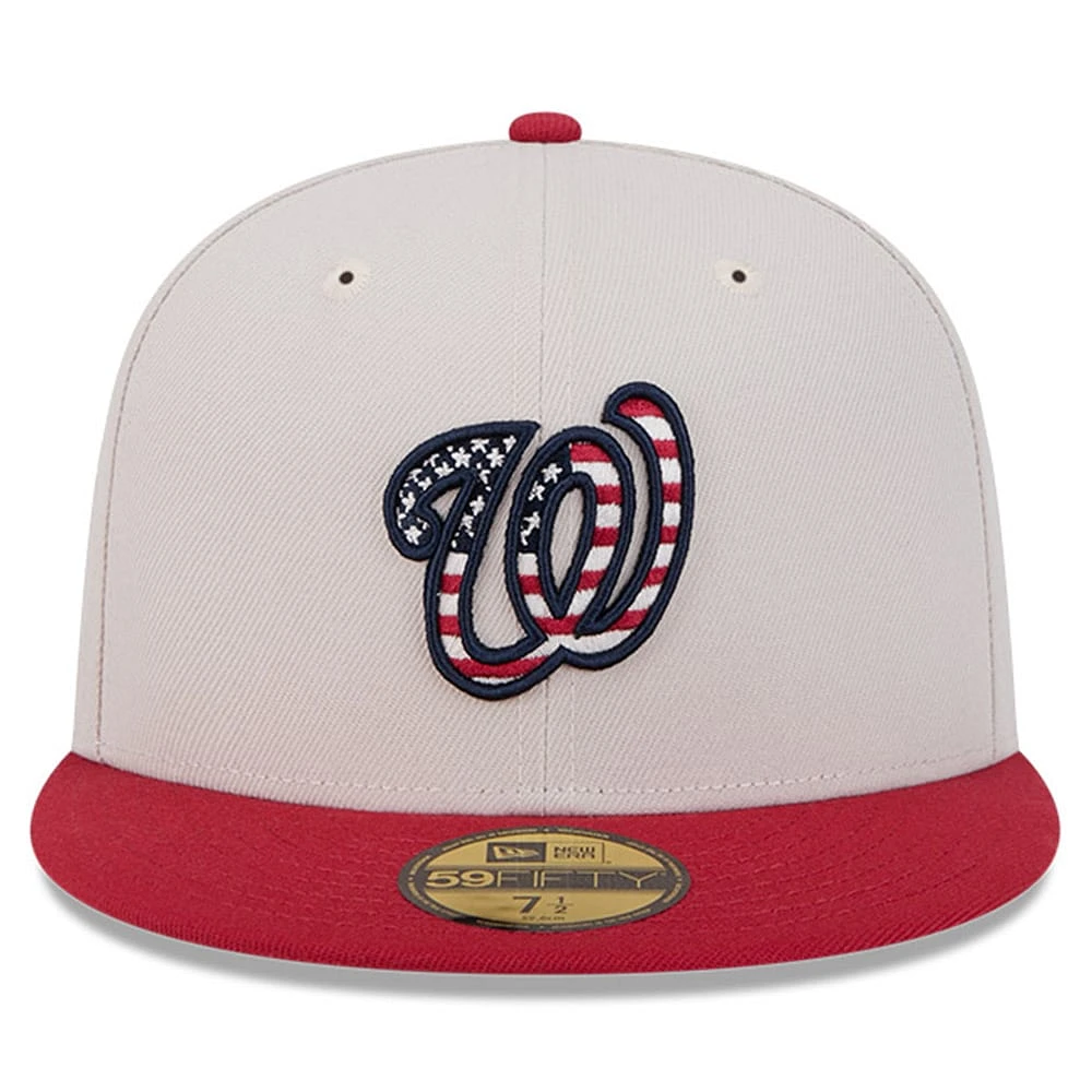 Men's New Era  Khaki/Red Washington Nationals 2024 Fourth of July 59FIFTY Fitted Hat