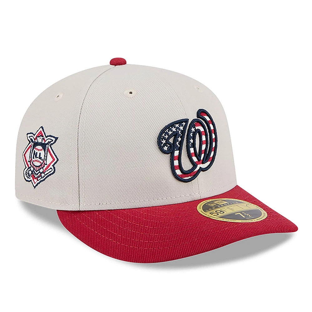 Men's New Era  Khaki/Red Washington Nationals 2024 Fourth of July Low Profile 59FIFTY Fitted Hat