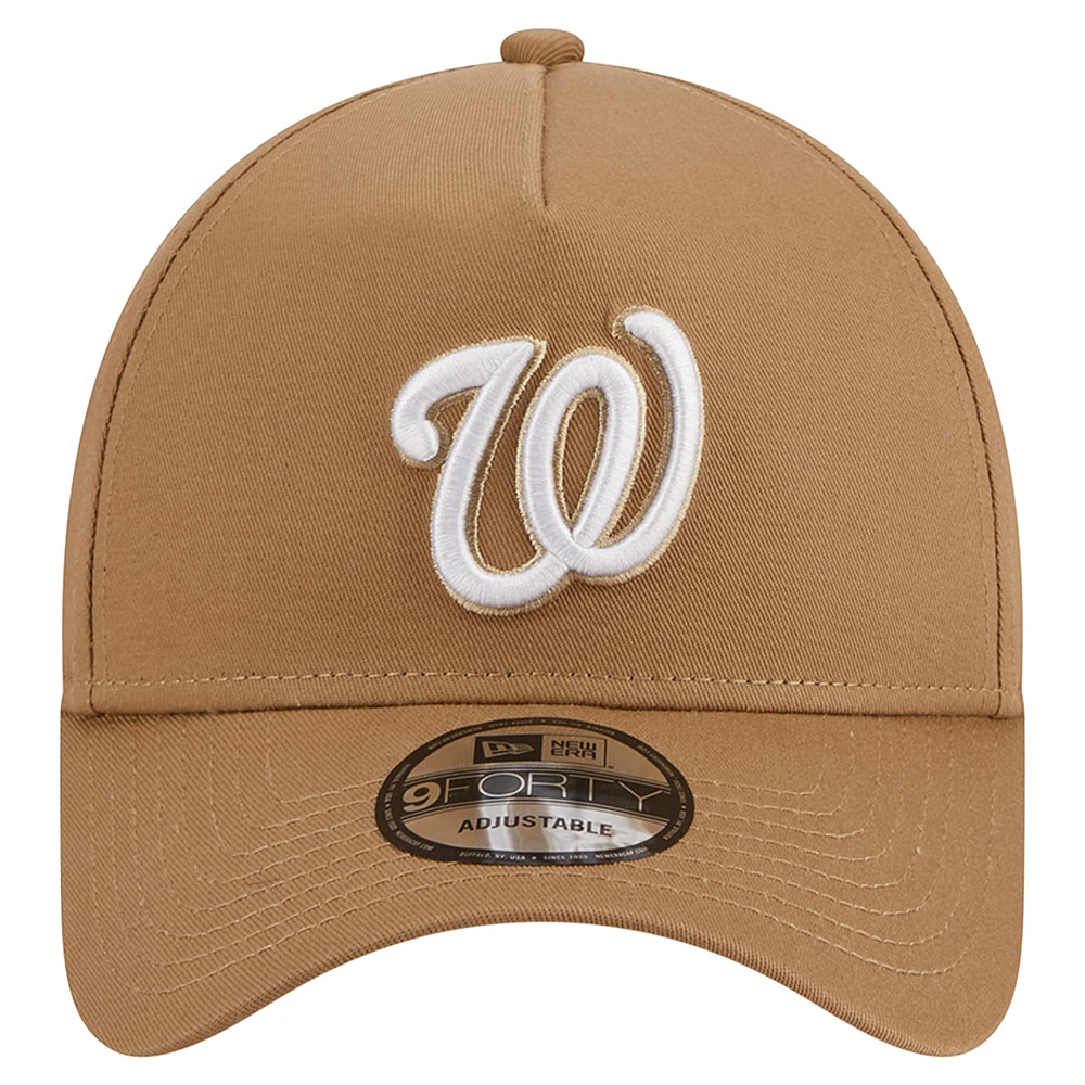Men's New Era Khaki Washington Nationals A-Frame 9FORTY Adjustable Hat