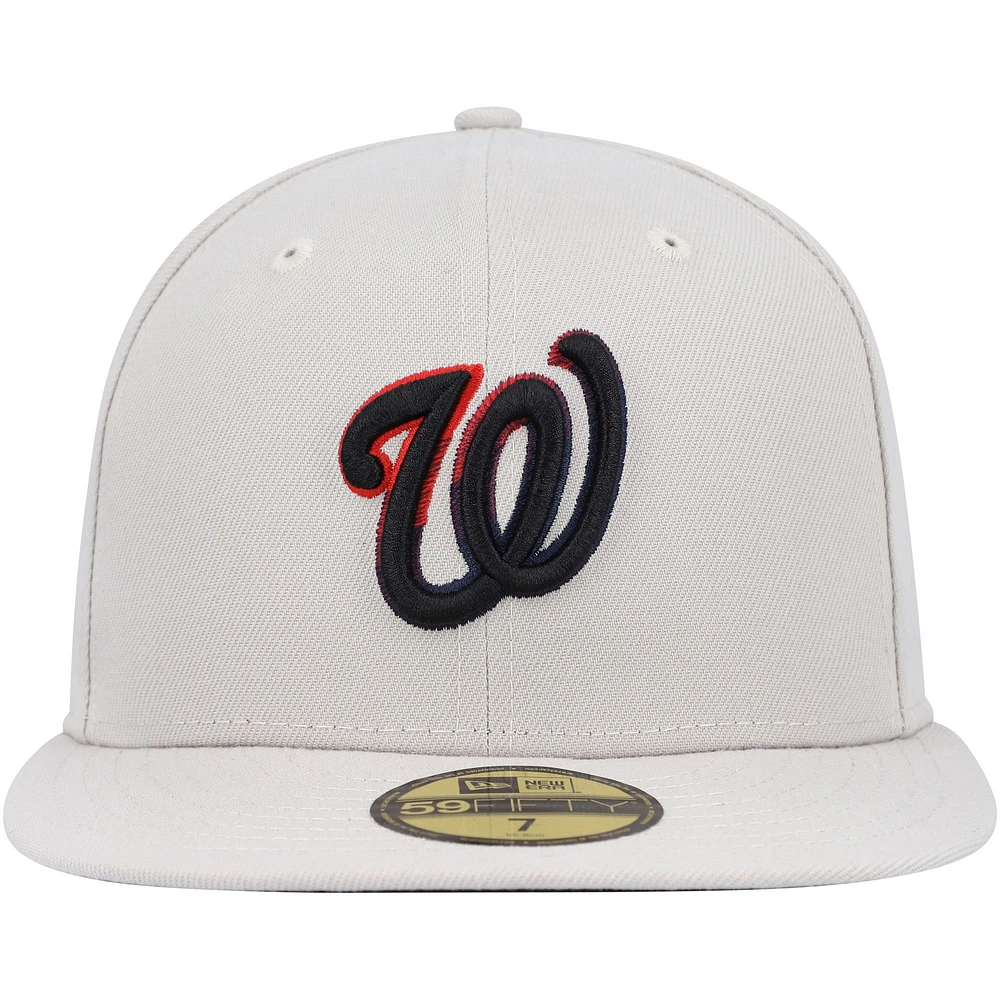 Men's New Era Khaki Washington Nationals Stone Dim Undervisor 59FIFTY Fitted Hat