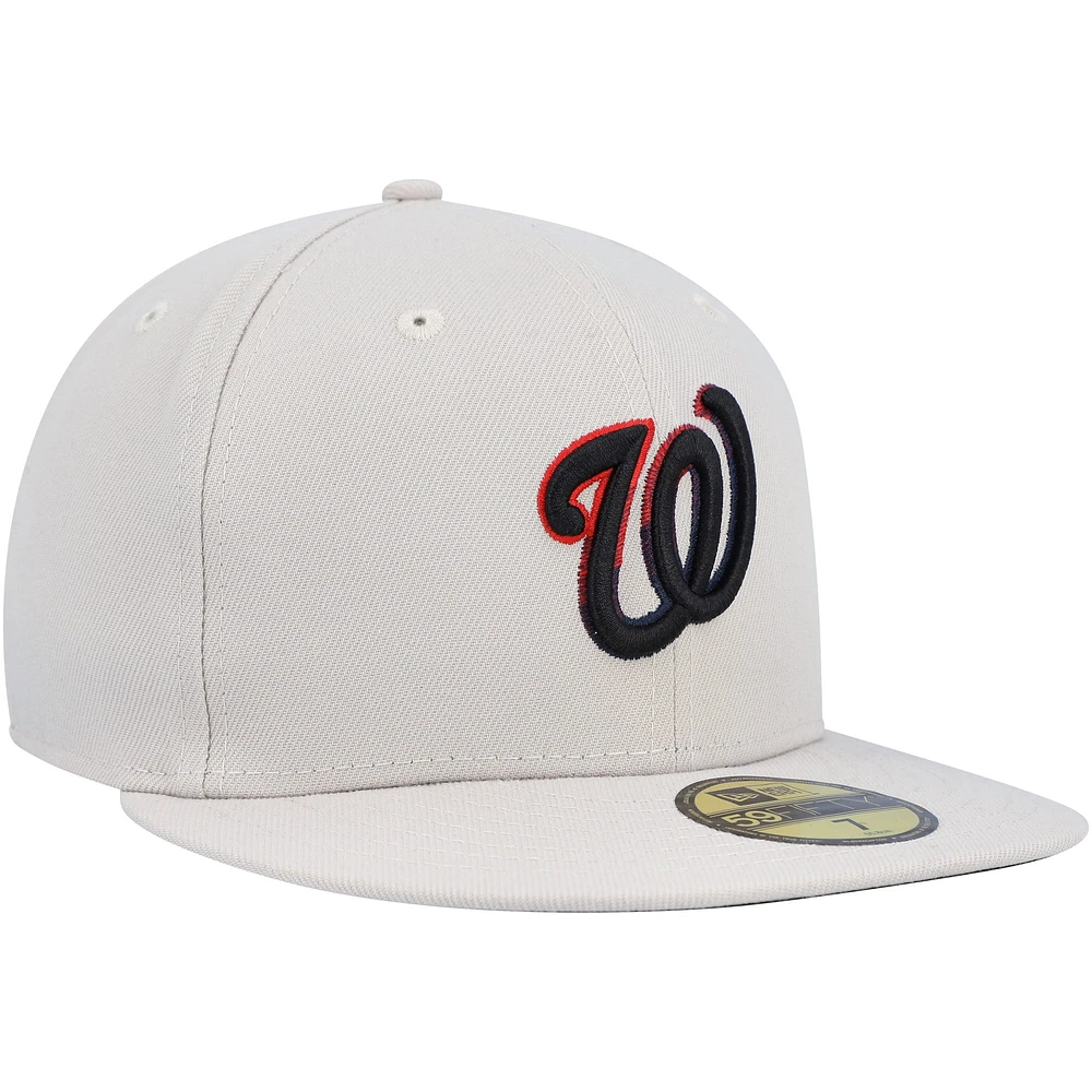 Men's New Era Khaki Washington Nationals Stone Dim Undervisor 59FIFTY Fitted Hat