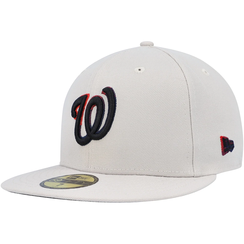 Men's New Era Khaki Washington Nationals Stone Dim Undervisor 59FIFTY Fitted Hat