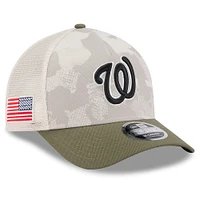 Men's New Era Light Beige/Olive Washington Nationals 2025 Armed Forces Day 9FORTY M-Crown A-Frame Adjustable Hat
