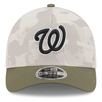 Men's New Era Light Beige/Olive Washington Nationals 2025 Armed Forces Day 9FORTY M-Crown A-Frame Adjustable Hat