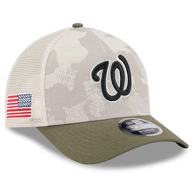 Men's New Era Light Beige/Olive Washington Nationals 2025 Armed Forces Day 9FORTY M-Crown A-Frame Adjustable Hat