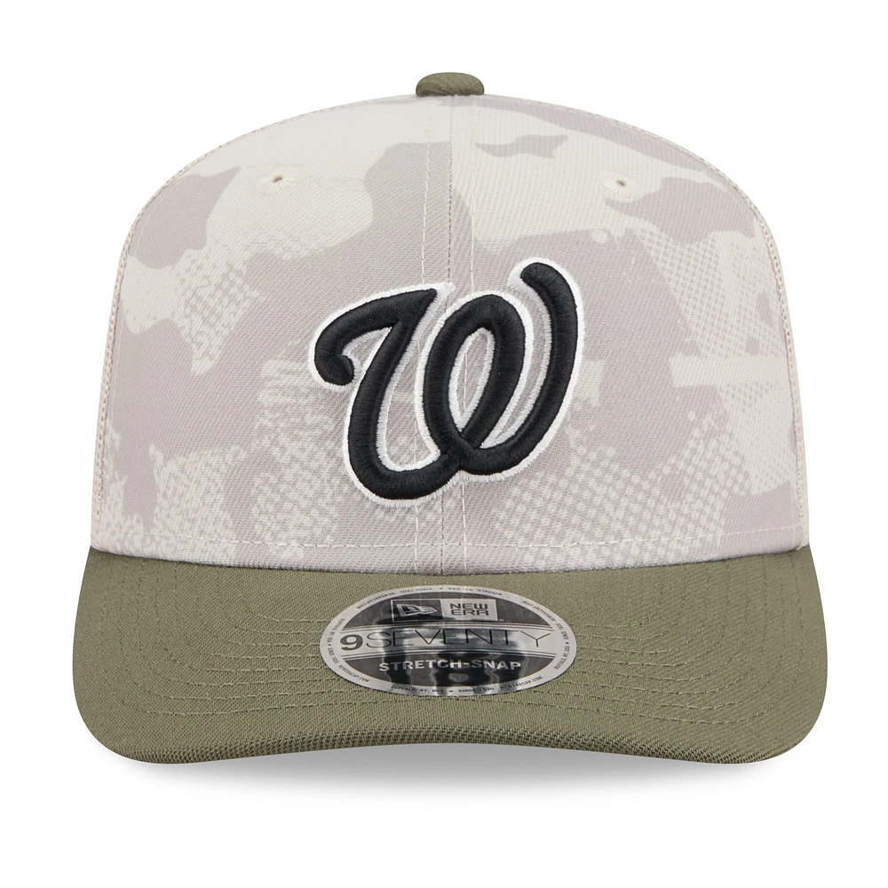 Men's New Era Light Beige/Olive Washington Nationals 2025 Armed Forces Day 9SEVENTY Stretch-Snap Hat