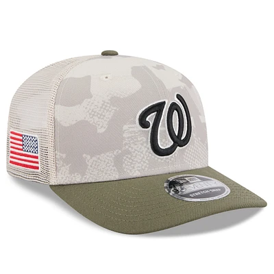 Men's New Era Light Beige/Olive Washington Nationals 2025 Armed Forces Day 9SEVENTY Stretch-Snap Hat