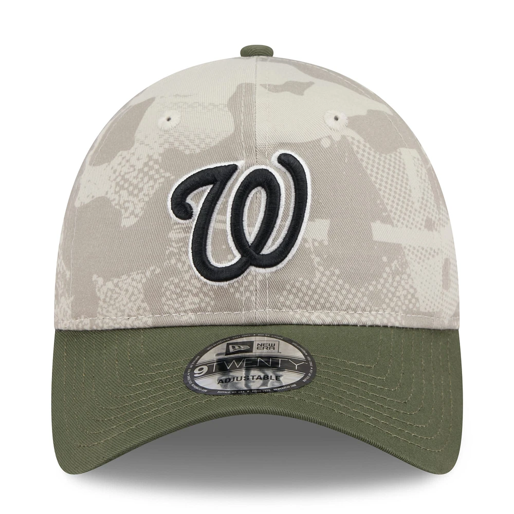 Men's New Era Light Beige/Olive Washington Nationals 2025 Armed Forces Day 9TWENTY Adjustable Hat