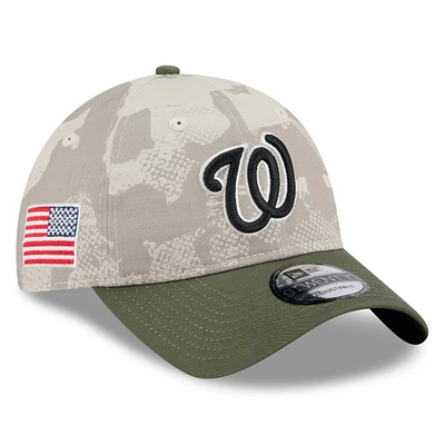 Men's New Era Light Beige/Olive Washington Nationals 2025 Armed Forces Day 9TWENTY Adjustable Hat