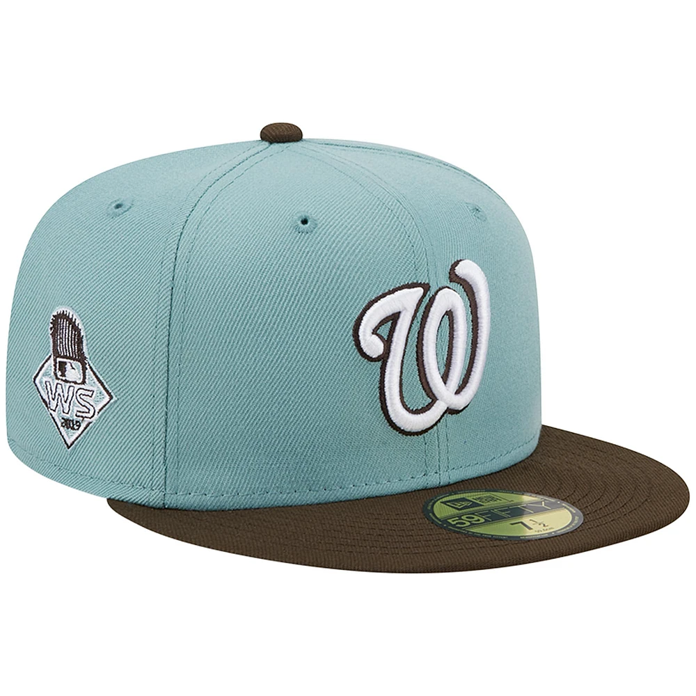 Casquette ajustée 59FIFTY pour homme New Era Washington Nationals 2019 World Series Beach Kiss bleu clair/marron