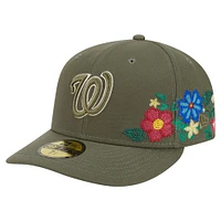 Men's New Era Olive Washington Nationals Tonal Florals 59FIFTY Fitted Hat