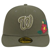 Men's New Era Olive Washington Nationals Tonal Florals 59FIFTY Fitted Hat