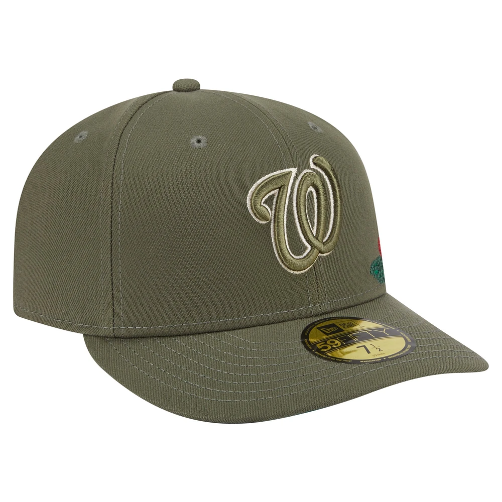 Men's New Era Olive Washington Nationals Tonal Florals 59FIFTY Fitted Hat