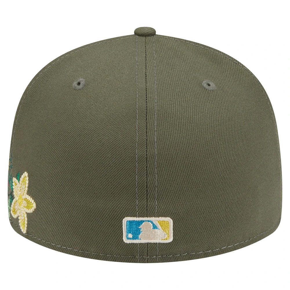 Men's New Era Olive Washington Nationals Tonal Florals 59FIFTY Fitted Hat